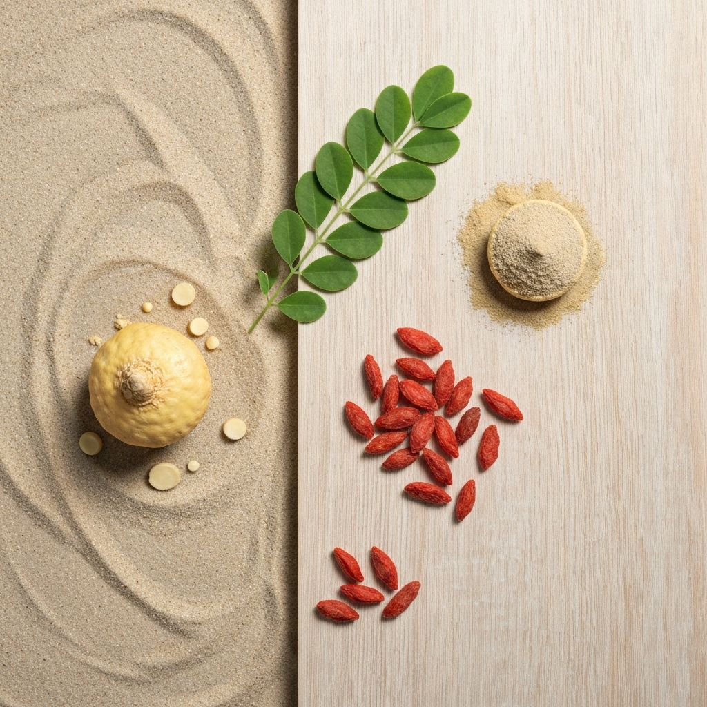 Proszek maca, liście moringa i jagody goji